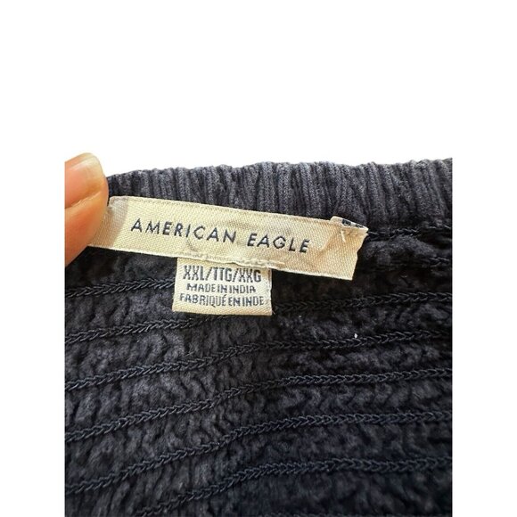 AMERICAN EAGLE Cropped Top Corduroy Short Puffy Sleeve Smocked Size XLL  Grunge - Picture 4 of 6